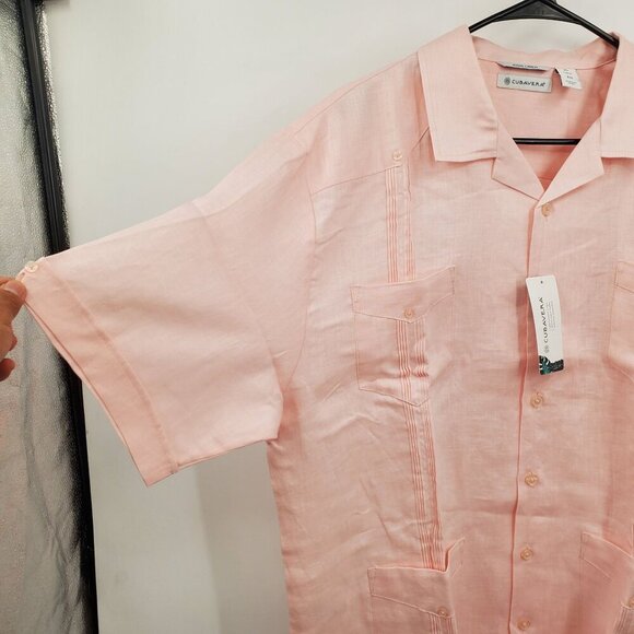 Cubavera 100% Linen Short Sleeve Button-Down Guayabera Shirt Men Size XL NWT - Picture 4 of 14
